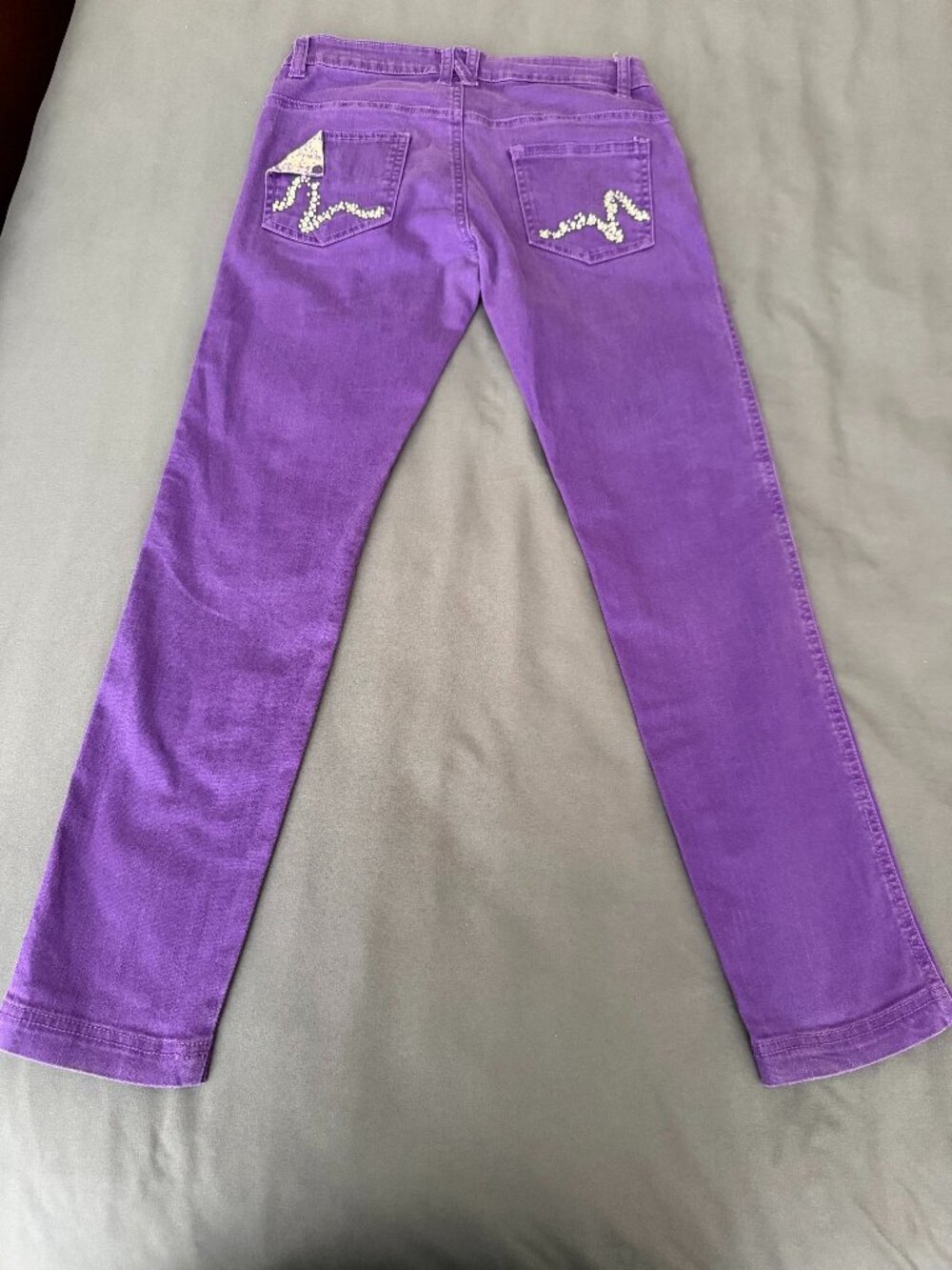 Girls Purple Skinny Jeans with Embellished Back Pockets - Size 9 to 10 Years